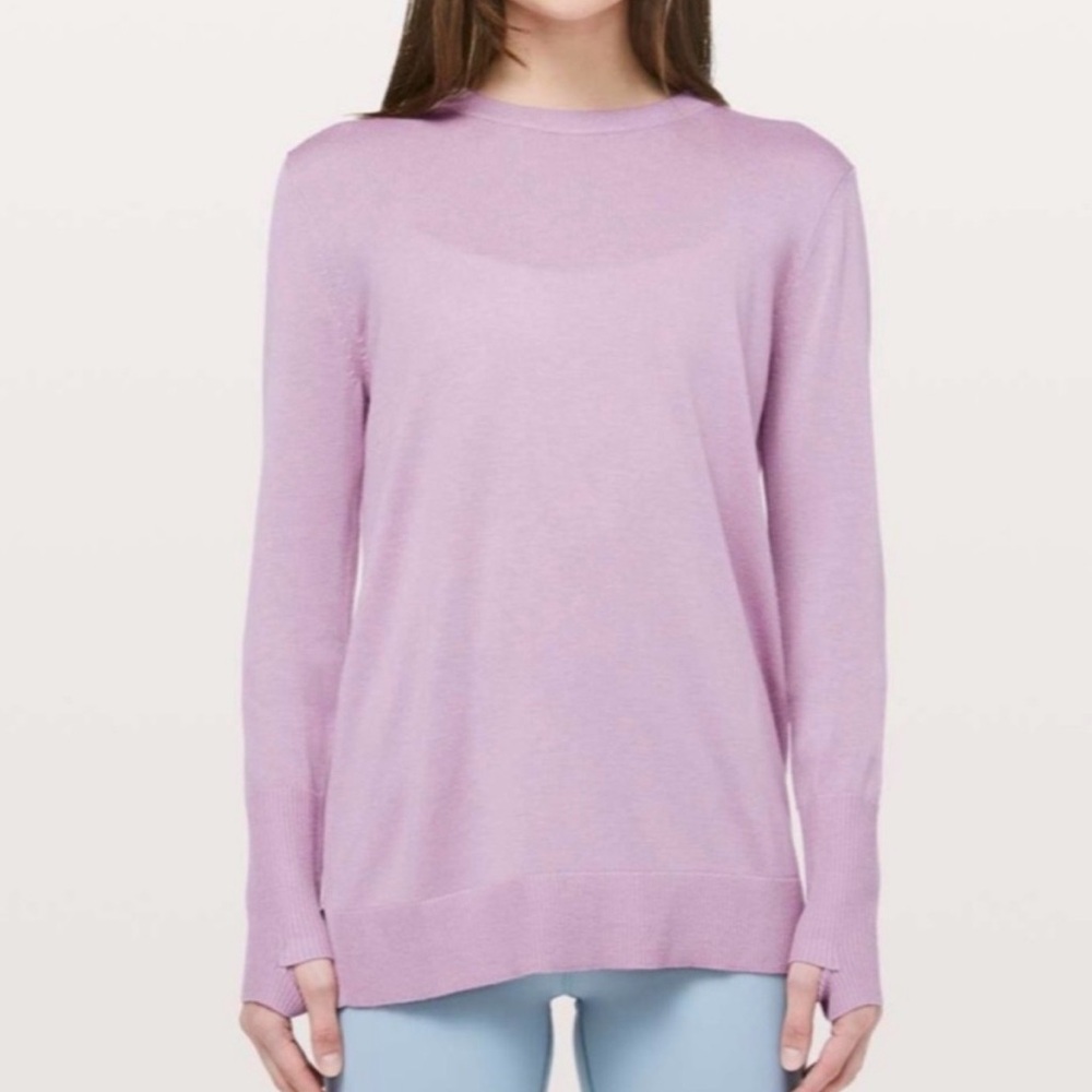 Lululemon Still At Ease Open Back Lilac Purple Crewneck Sweater